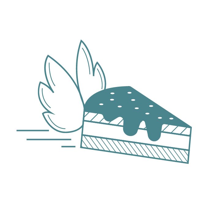 a slice of cake flying by with its wings