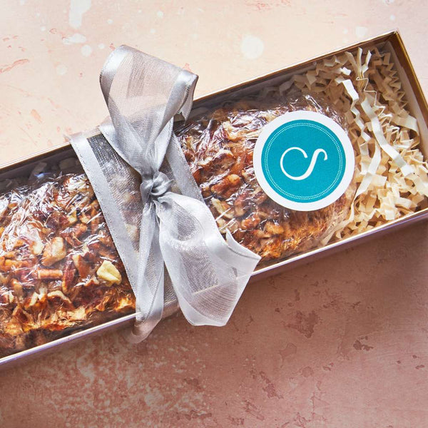 Sugaree’s Divinity Pecan Log in gift wrap