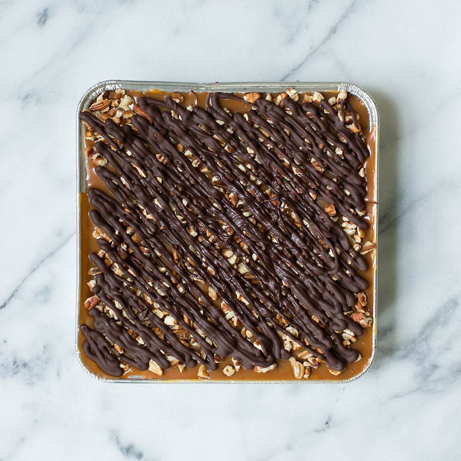 Tray of turtle brownies